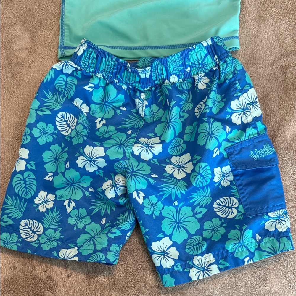 Kids Blue and Teal Rashguard Set with Van Design - Picture 7 of 7